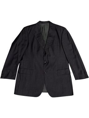 46 23.75”x31.75” HUGO BOSS SUIT JACKET BLAZER SPORTS COAT VTG GRAY BROWN STRIPED